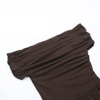 Dahlia Off Shoulder Dress Brown