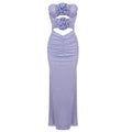 Blue Purple Mesh Elegant Three Dimensional Floral Evening Dress Strapless Dress