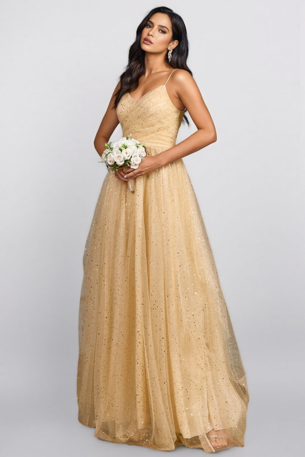 Ilian Halter V-Neck Sequin Maxi Dress