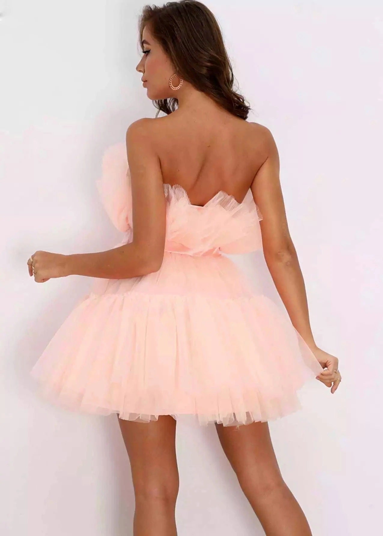Lille Strapless Tulle Mini Dress Lavender