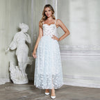 Heavy Industry Three Dimensional Floral Rhinestone Boning Corset Straps Tulle Large Swing Fairy Dress Fresh Air Dress