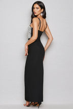 Eirike Glitter Diamond High Split Maxi Dress