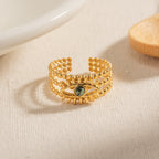 Evil Eye Gold Plated Stainless Steel Ring
