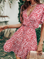 Layva Printed Ruffle Tiered Dress Mauve