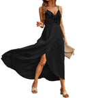 Evanne Pocketed Halter Maxi Dress Black