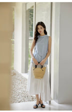 Sleeveless Light Pink Belted Top