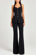 Women Power High Rise Side Zipper Flare Slim Fit Pants