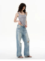 Light Wash Mid-Rise Wide-Leg Jeans