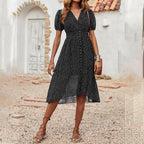 Larkspur Pocketed Button Down Ruffle Maxi Dress Black