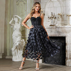 Gothic Cone Thorn Heavy Industry Three Dimensional Dot Mesh Beauty Back Underwear One Piece Boning Corset Dress Organza