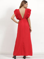 Bodhi Tiered Ruffle Maxi Dress Wine