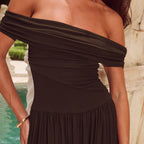 Dahlia Off Shoulder Dress Brown