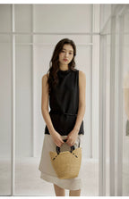 Sleeveless Light Pink Belted Top