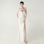 Boning Corset Lace up Waist Controlled Wrapped Chest Pleated Hollow Out Cutout out Cocktail Wedding Red Carpet Evening Dress