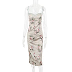 Niana Floral Satin Midi Dress