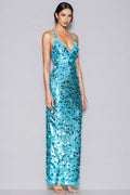 Ellis Sequin Deep V Strapless Maxi Dress