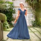Chiffon Evening Dress Long V neck Formal Chiffon Dress Party Party Evening Dress Direct