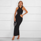 Halter Slimming Tight Irregular Asymmetric Backless Dress Bandage Dress