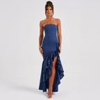 Ladies' sexy off shoulder, sexy off shoulder strapless, hip hugging, irregular wave fashion party dress