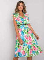 Eugenia Statement Women's Floral Ruffle Midi Dress Elevated Occasion Wear