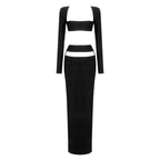 Suit Casual High End Two Piece Set Cropped Outfit Long Sleeve Stretch Dress Bandage Dress