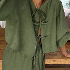 Retro Tea Dress for Puff Sleeve Shirt Set Summer