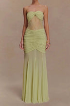 Fashion Lace Splicing Sexy Sleeveless Off-shoulder Slim Maxi Dress