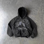 Graffiti Print Long Sleeve Zip Hoodie