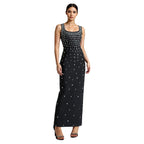 Rhinestone U-Neck Sleeveless Hip Dress