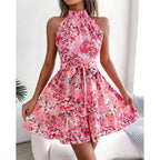 Liliana Luxe Women's Floral Dress with High Collar and Flounce Chic Silhouette Collection