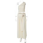Everett One-Shoulder Pleated Skirt Set