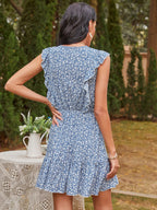 Escondido Floral Tiered Babydoll Dress Dark Navy Multi