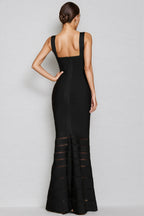 Quillx Black Strapless Fishtail Maxi Dress