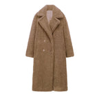 Athalia Double-Breasted Long Teddy Coat