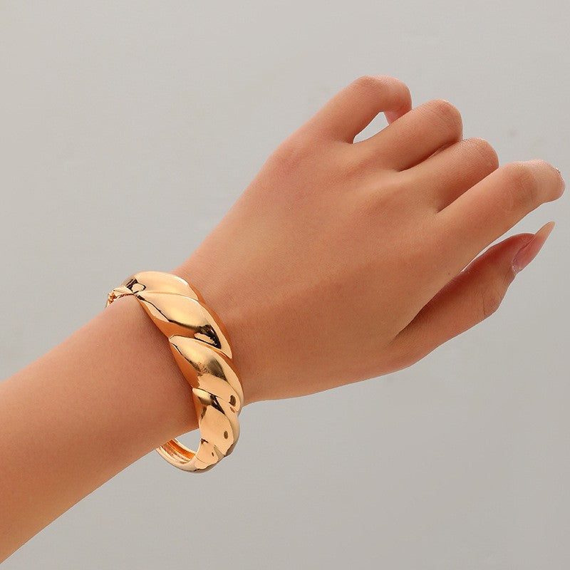 Wide Openwork Coil Metal Cuff Bracelet