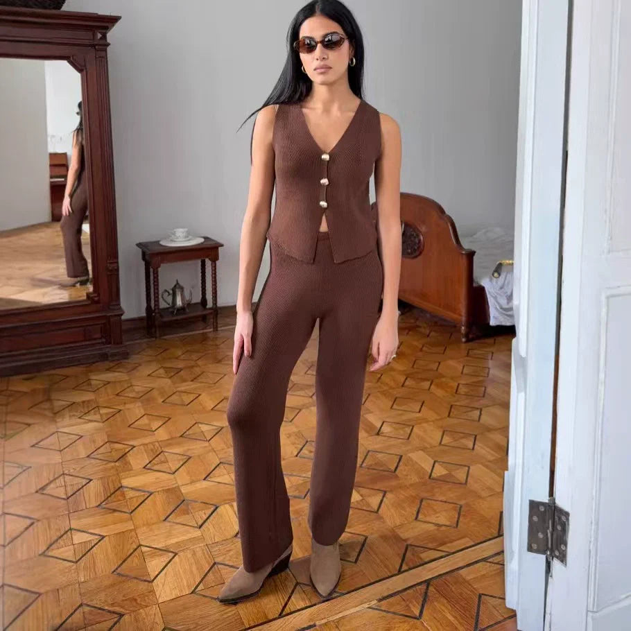 Raylee Knit V-Neck Pant Set