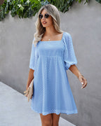 Silverado Gingham Babydoll Dress Blue