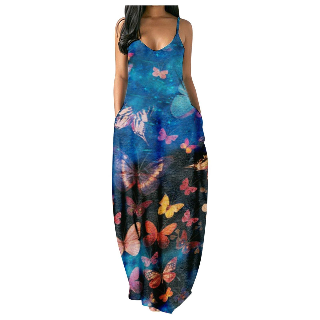 Ivanna Minimalist Women's Floral Maxi Dress with Adjustable Straps Premium Wardrobe Essential