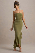 Strapless Sexy Solid Color Long Evening Party Dress