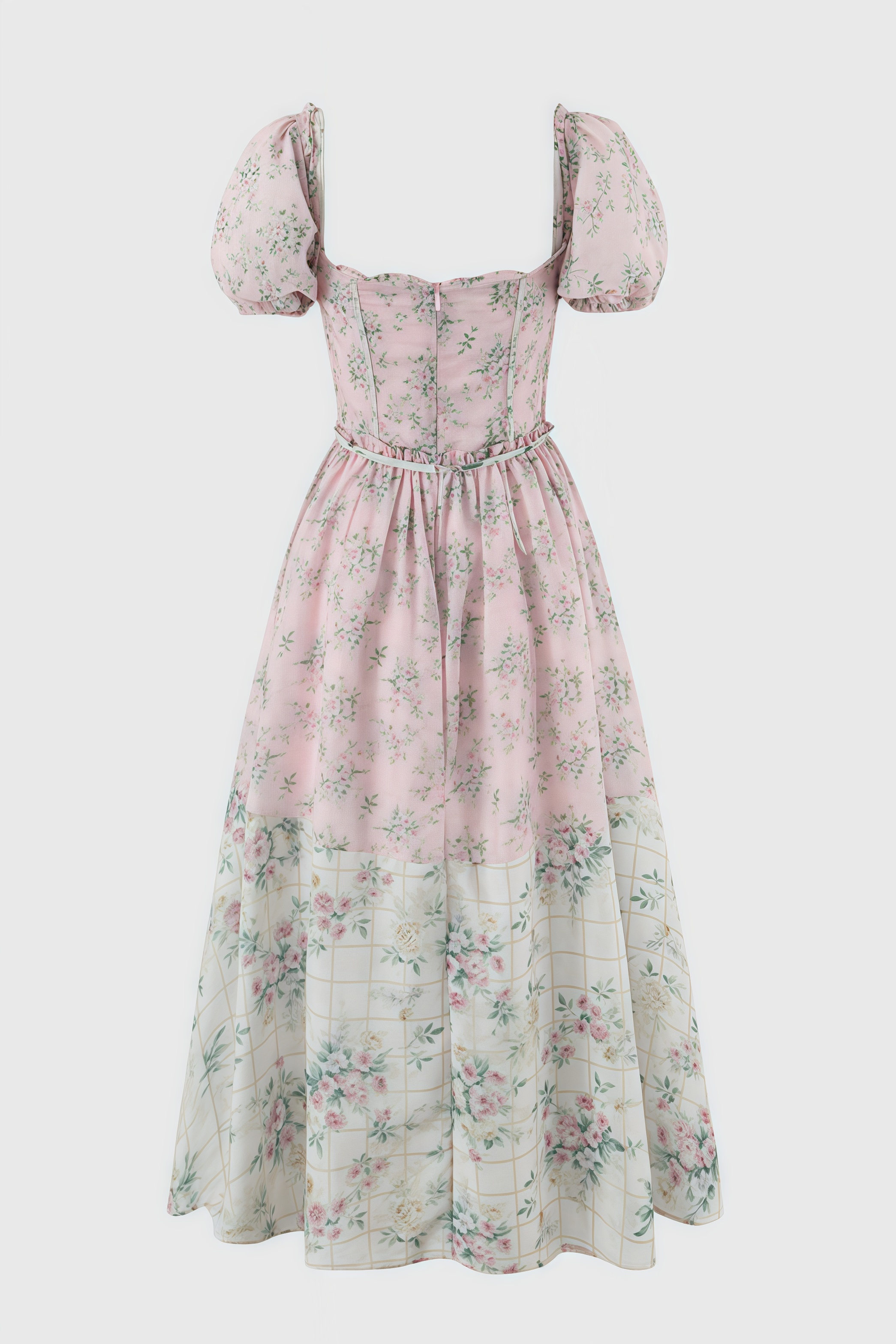 Nylta Pink Floral Chiffon Midi Dress