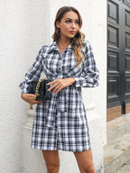 Archie Cotton Ruched Plaid Shirt Dress FINAL