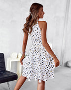 Payce Polka Dot Halter Maxi Dress White
