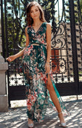Peony For Your Thoughts Satin Cowl Neck Maxi Dress Navy