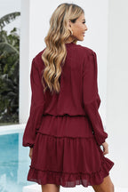Dillon Ruffle Trim Dress Burgundy