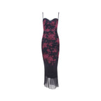 Printing Slip Slim Fit Backless Sheath Fishtail Dress Long Evening Dress