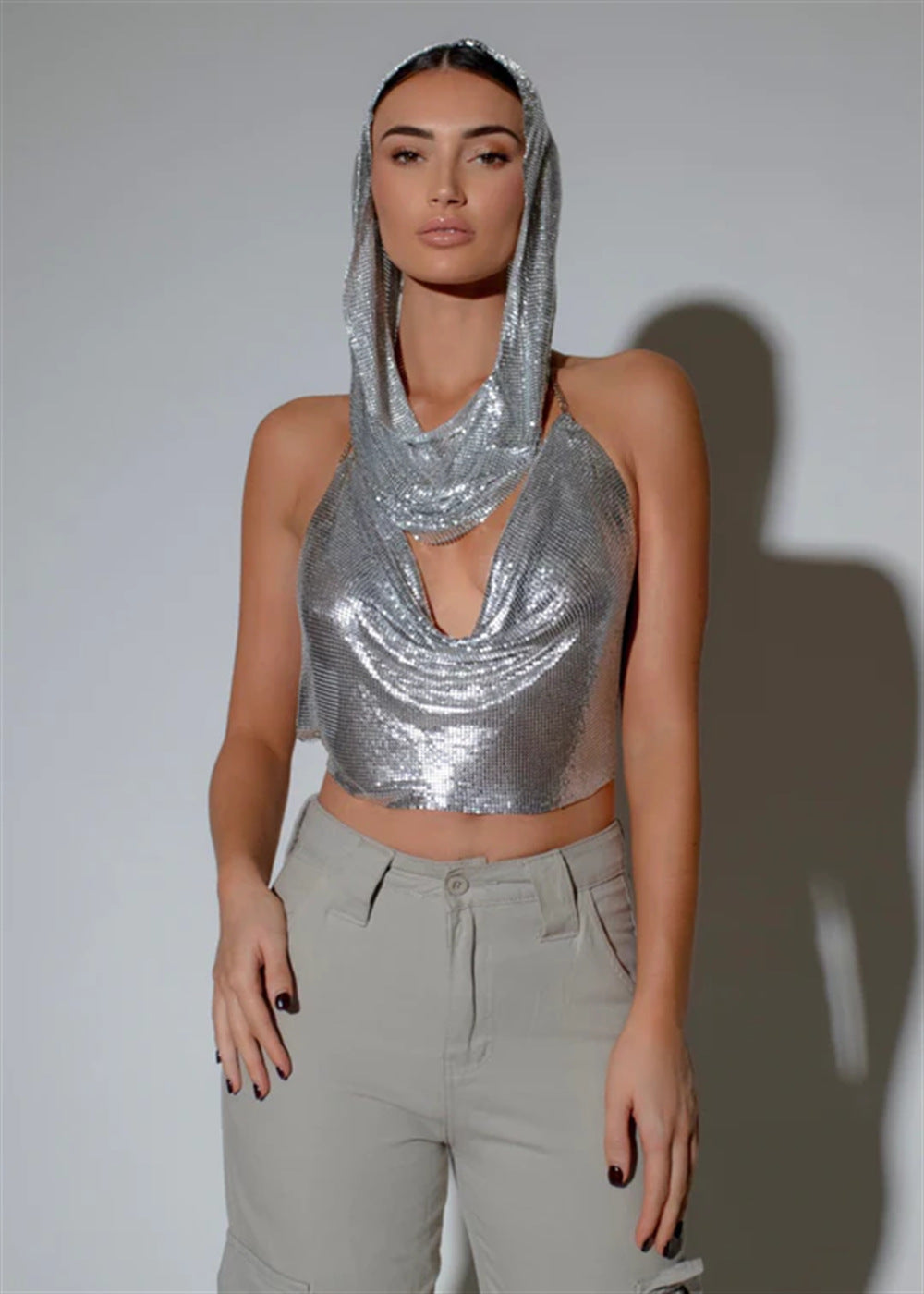 Avant-garde Sequin Halter Top