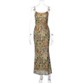 Liana Printed Mesh Maxi Dress