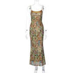 Liana Printed Mesh Maxi Dress