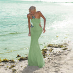 Vacation Design Butterfly Halter Backless Hollow Out Cutout Slim Dress