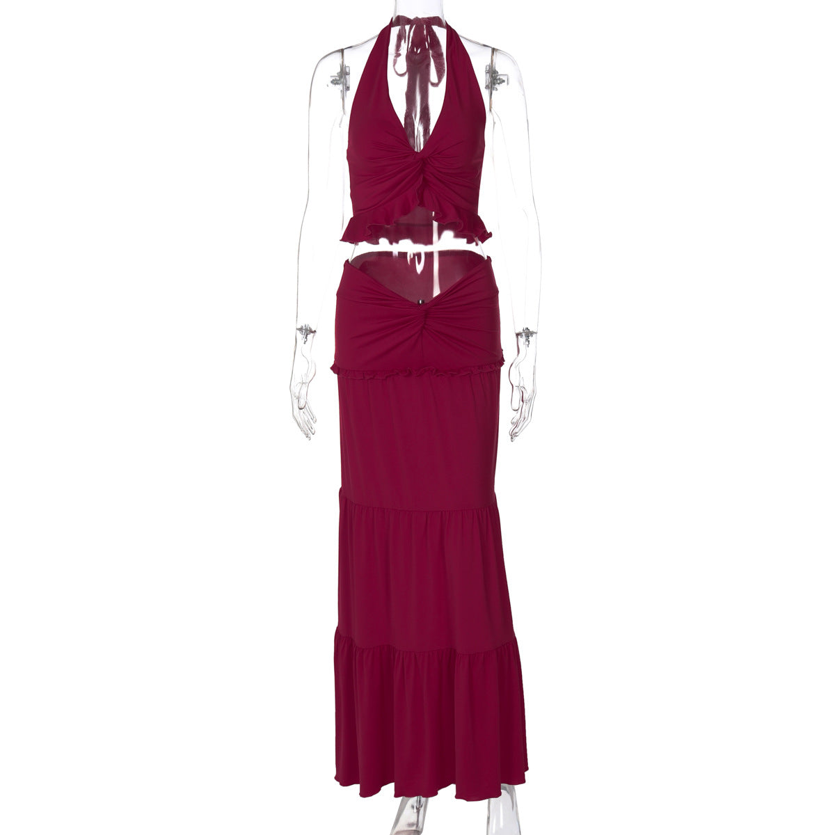 Shawna Twisted Halter Maxi Skirt Set